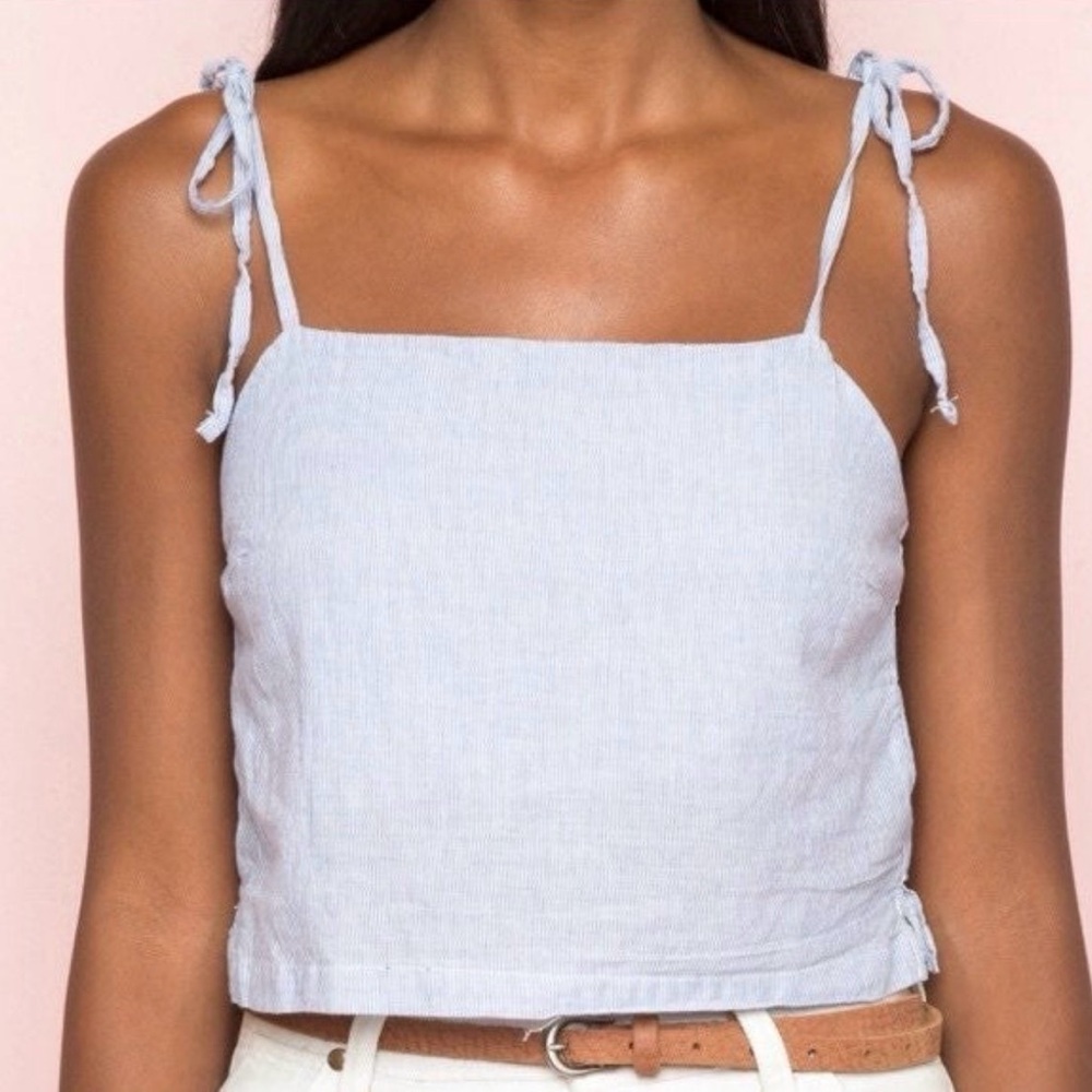 Brandy Melville Blue Pinstripe Tie Strap Tank Top